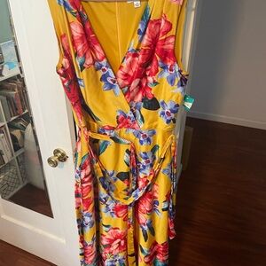 T Tahari Yellow Floral Maxi Dress